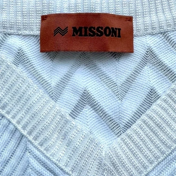 NWT Missoni White V Neck Chevron Tank Top Shirt IT40 NewZigZag Rare Knit